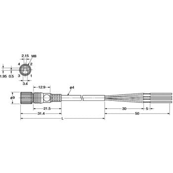 OMRON欧姆龙XS3F-M521-502-A圆形防水连接器（M8/S8），带电缆、连接器、插座、单侧连接器、XS3F